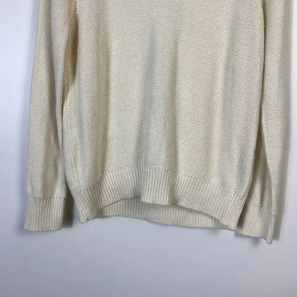 Zara Knit Cable Sweater Keyhole Back Ecru Size M - Picture 5 of 10